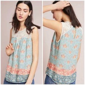 Anthro Maeve Boho Crochet Floral Causal Blouse